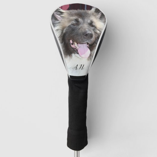Akita-hond monogrammed golfheadcover (Voorkant)