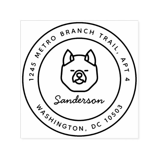 Akita hond retour adres stempel zelf-inkt (Design)