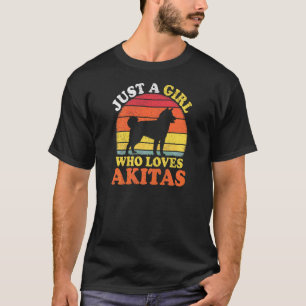 Akita-hond  Retro Gewoon Een Meisje Dat Van Akita' T-shirt