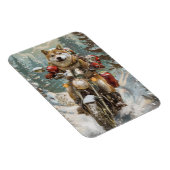 Akita Hond Rijden Motorfiets Kerstmis Magneet (Rechterzijde)