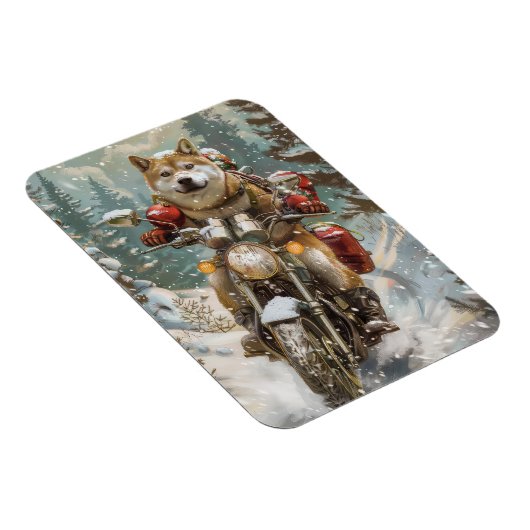 Akita Hond Rijden Motorfiets Kerstmis Magneet (Rechterzijde)