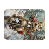 Akita Hond Rijden Motorfiets Kerstmis Magneet (Horizontaal)