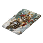 Akita Hond Rijden Motorfiets Kerstmis Magneet (Linkerzijde)