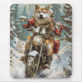 Akita Hond Rijden Motorfiets Kerstmis Muismat (Voorkant)