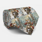 Akita Hond Rijden Motorfiets Kerstmis Stropdas (Opgerold)