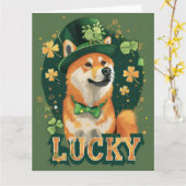 Akita-hond St. Patrick's Day Kaart (Gele Bloem)