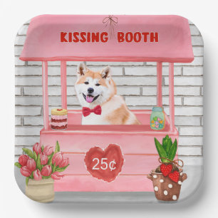 Akita-hond Valentijnsdag Kussende Booth  Papieren Bordje