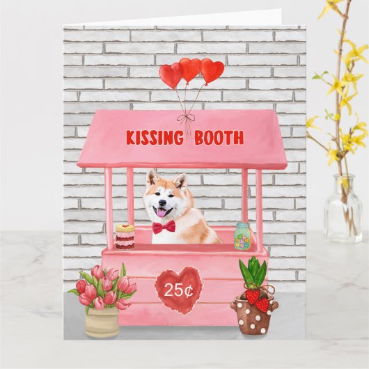 Akita-hond Valentijnsdag Kussenuitwisseling Kaart (Gele Bloem)