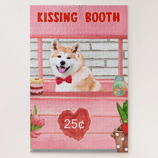 Akita-hond Valentijnsdag Kussenuitwisseling Legpuzzel (Verticaal)