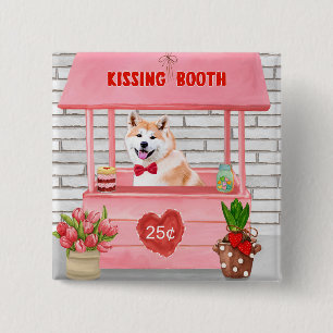 Akita-hond Valentijnsdag Kusstandje Vierkante Button 5,1 Cm