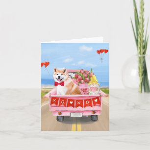 Akita-hond Valentijnsdag vrachtwagen harten Kaart