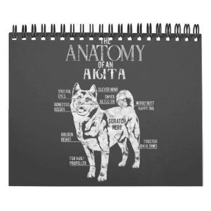 Akita Hondenliefhebber Cool Akita Anatomy Clos Kalender