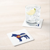 Akita Hondenras Silhouette Colorado Vlag Kartonnen Onderzetters (Insitu)