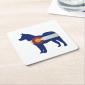 Akita Hondenras Silhouette Colorado Vlag Kartonnen Onderzetters (Schuin)