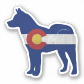 Akita Hondenras Silhouette Colorado Vlag Sticker (Voorkant)