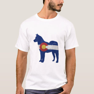 Akita Hondenras Silhouette Colorado Vlag T-shirt