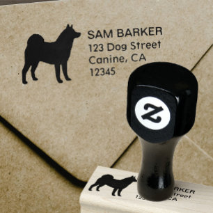 Akita Hondenras Silhouette Return Address Rubberstempel