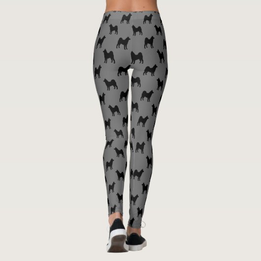 Akita Hondenras Silhouettes Pattern Black and Grey Leggings (Achterkant)