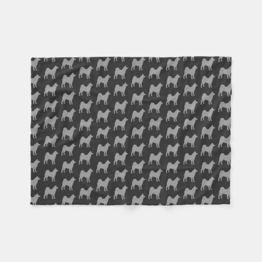 Akita Hondenras Silhouettes Pattern Grey and Black Fleece Deken (Voorkant (Horizontaal))