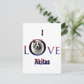 Akita I Love Briefkaart (Staand voorkant)