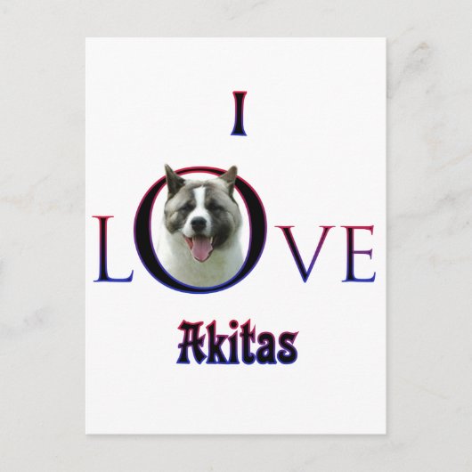 Akita I Love Briefkaart (Voorkant)