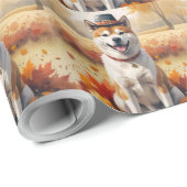 Akita in de herfst verlaat Thanksgiving kunst Cadeaupapier (Rol Hoek)