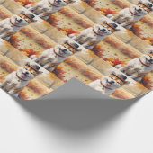 Akita in de herfst verlaat Thanksgiving kunst Cadeaupapier (Hoek)