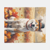 Akita in de herfst verlaat Thanksgiving kunst Fleece Deken (Voorkant (Horizontaal))