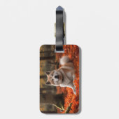 Akita in herfst laat Herfst geïnspireerd Bagagelabel (Achterkant verticaal)