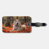 Akita in herfst laat Herfst geïnspireerd Bagagelabel (Achterkant horizontaal)