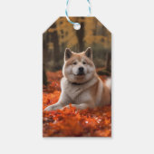 Akita in herfst laat Herfst geïnspireerd Cadeaulabel (Voorkant)