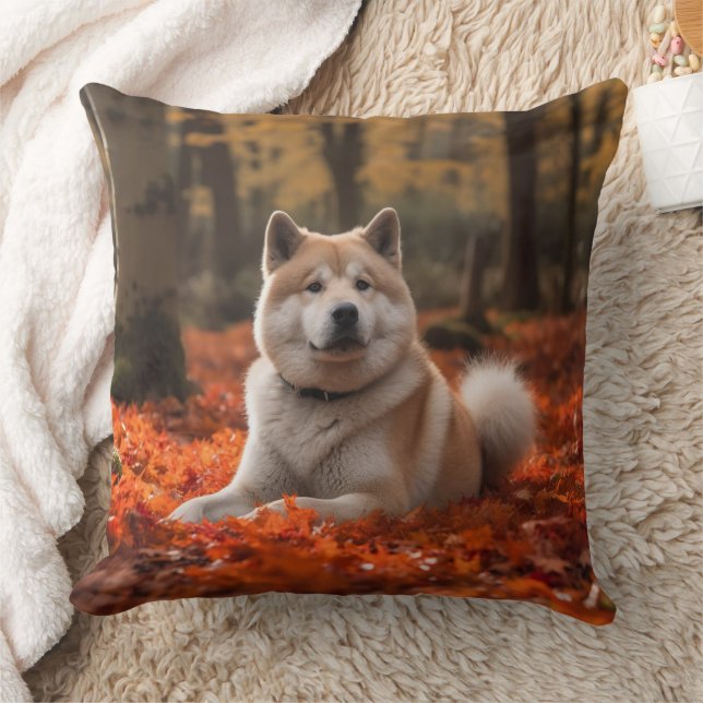 Akita in herfst laat Herfst geïnspireerd Kussen (Deken)