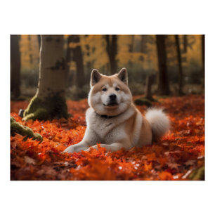 Akita in herfst laat Herfst geïnspireerd Perfect Poster