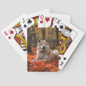 Akita in herfst laat Herfst geïnspireerd Pokerkaarten (Achterkant)