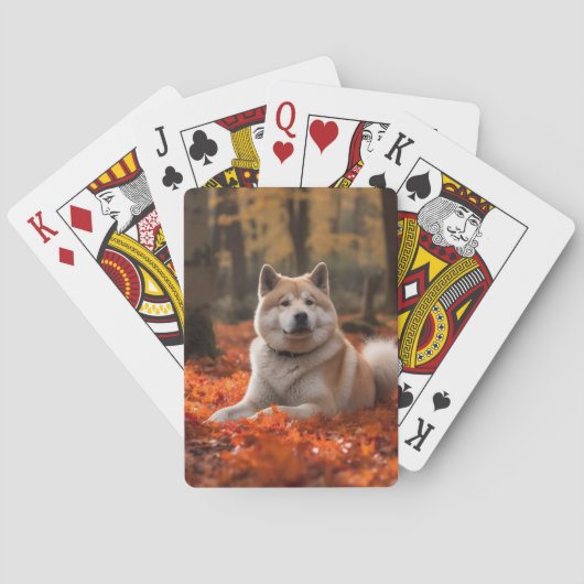 Akita in herfst laat Herfst geïnspireerd Pokerkaarten (Achterkant)