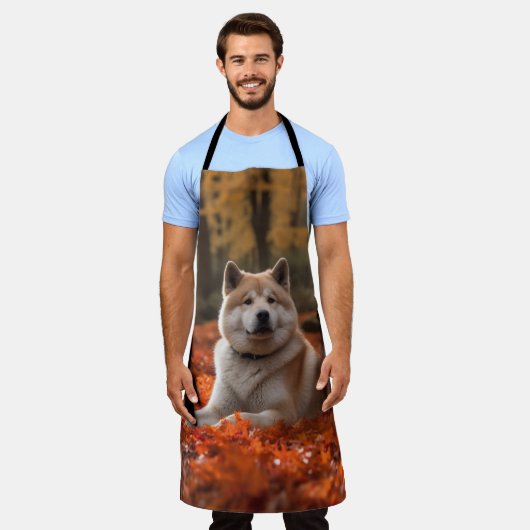 Akita in herfst laat Herfst geïnspireerd Schort (Gedragen)