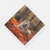 Akita in herfst laat Herfst geïnspireerd Servet (Hoek)