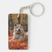 Akita in herfst laat Herfst geïnspireerd Sleutelhanger (achterkant)