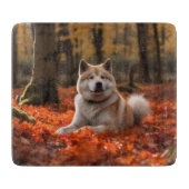 Akita in herfst laat Herfst geïnspireerd Snijplank (Voorkant)