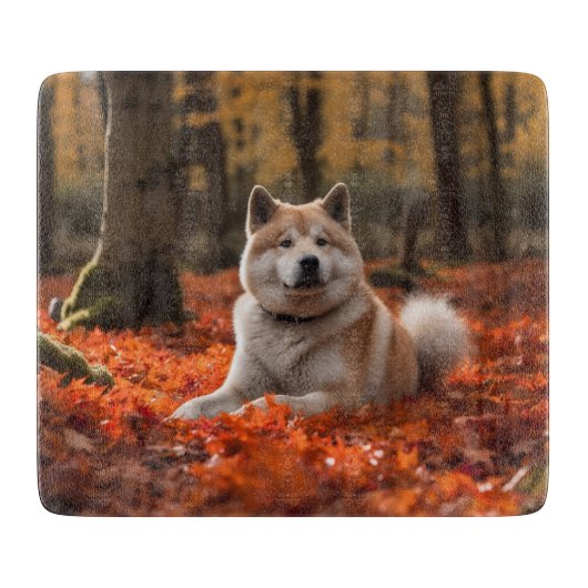 Akita in herfst laat Herfst geïnspireerd Snijplank (Voorkant)