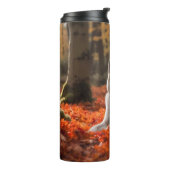 Akita in herfst laat Herfst geïnspireerd Thermosbeker (Gedraaid links)