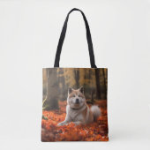 Akita in herfst laat Herfst geïnspireerd Tote Bag (Voorkant)