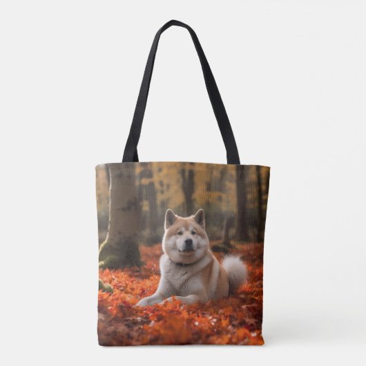 Akita in herfst laat Herfst geïnspireerd Tote Bag (Achterkant)