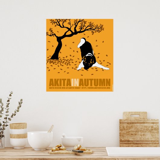 Akita in het najaar (32 x 34,5 inch) poster (Keuken)