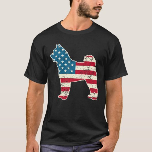 Akita Inu 4e juli Mannen Vrouwen Amerikaanse vlag T-shirt (Voorkant)