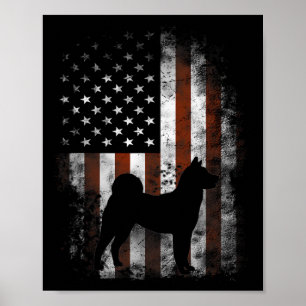 Akita Inu American Flag Patriotic , 4 juli Poster
