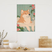 Akita Inu Bathroom Print Funny Dog in Bathtub (Keuken)