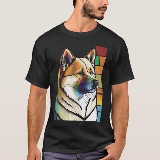 Akita Inu  Colorful Stained Glass Pop T-shirt (Voorkant)