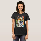 Akita Inu  Colorful Stained Glass Pop T-shirt (Voorkant volledig)