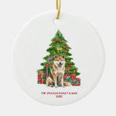 Akita Inu Dog Gepersonaliseerde Kerst Keramisch Ornament (Voorkant)